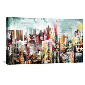 Urban Skylines Canvas Art Clock Canvas