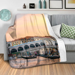 Venice Bridge Blanket Blanket Clock Canvas