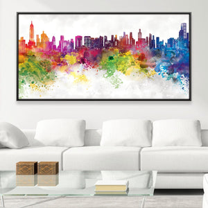 Vibrant City Canvas Art Clock Canvas