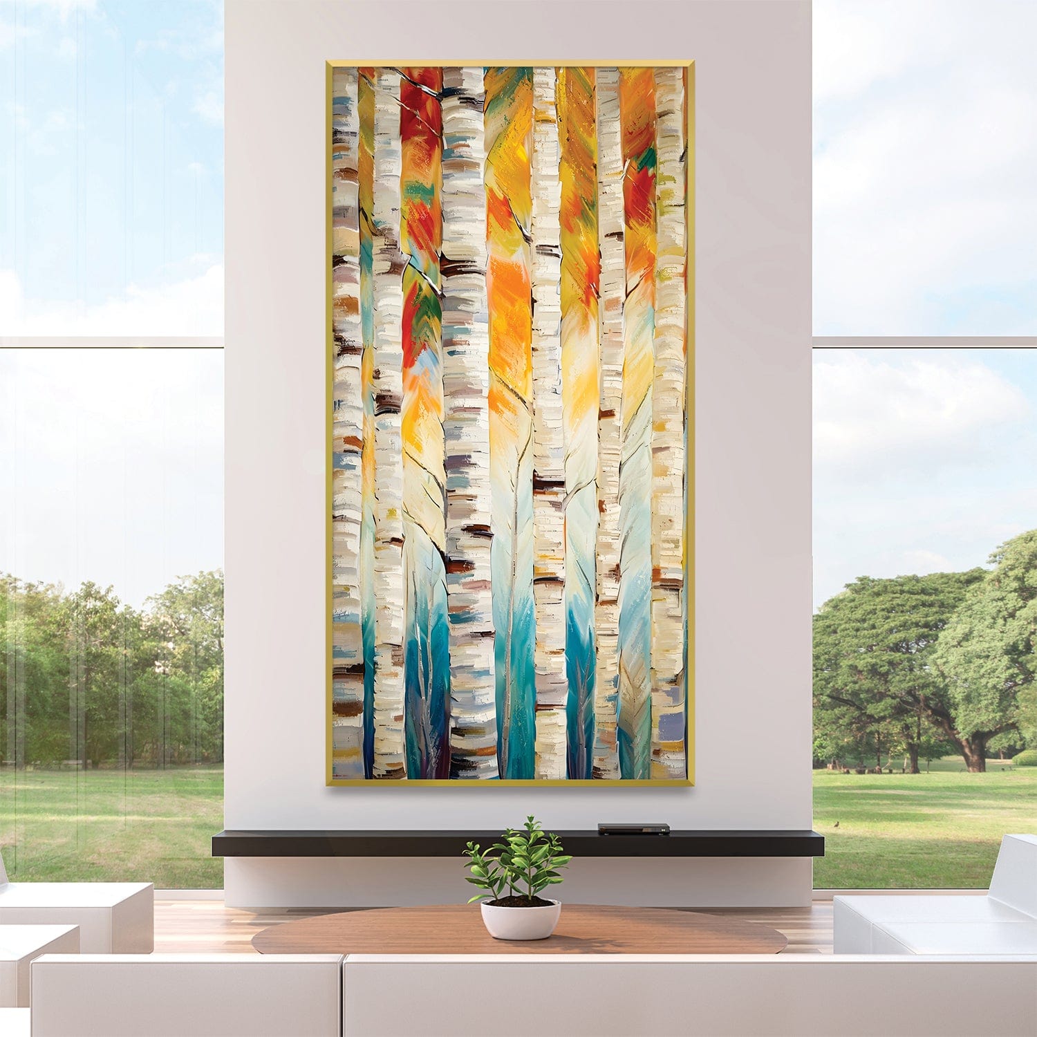 Vibrant Timber Stripes Canvas Art Clock Canvas