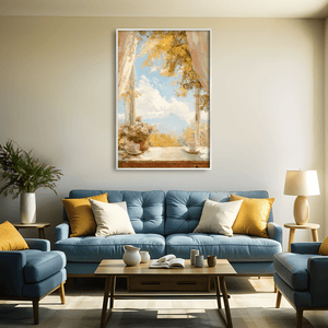 View between the curtains Canvas Art Clock Canvas