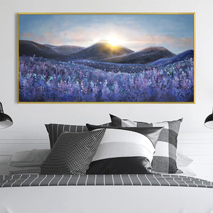 Violet Horizon Canvas Art Clock Canvas