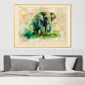 Watercolor Elephant Canvas Art Clock Canvas