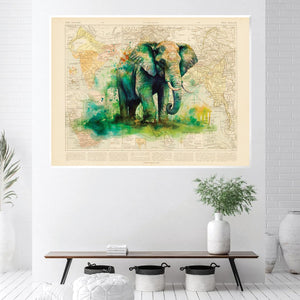 Watercolor Elephant Canvas Art Clock Canvas