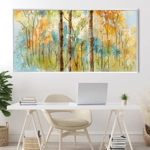Watercolor Forest Canvas Art Clock Canvas