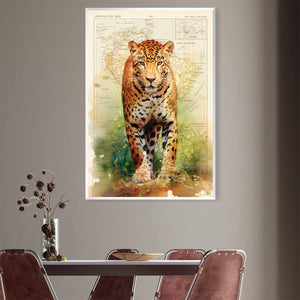 Watercolor Jaguar Canvas Art Clock Canvas
