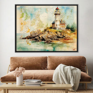 Watercolor Lighthouse Canvas Art Clock Canvas