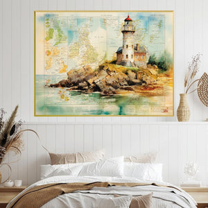 Watercolor Lighthouse Canvas Art Clock Canvas