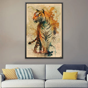Watercolor Tiger Canvas Art Clock Canvas