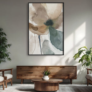 Watercolor Tones Easy Build Frame Art Easy Build Frame & Fabric Print / Black / 24 x 36in Clock Canvas