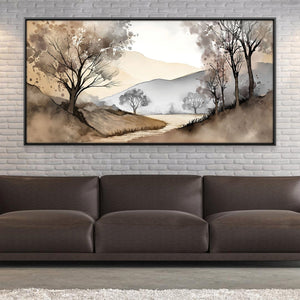 Watercolor Valley Canvas Art 20 x 10in / Canvas Clock Canvas