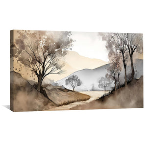 Watercolor Valley Canvas Art Clock Canvas