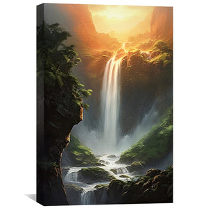 Waterfalls Below the Sun Canvas Art Clock Canvas