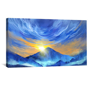 Waves Of Mountain Peaks Canvas Art Clock Canvas
