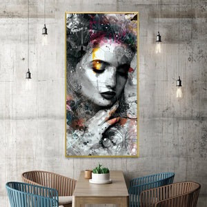 Whispers of Ink and Color Canvas Art Clock Canvas