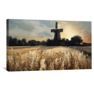 Windmill Whispers Canvas Art Clock Canvas