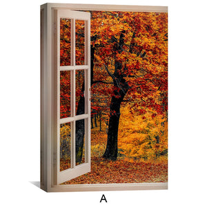 Window to Autumn Canvas Art Clock Canvas