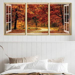 Window to Autumn Canvas Art Clock Canvas