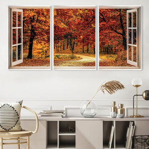 Window to Autumn Canvas Art Clock Canvas