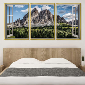 Window to Peitlerkofel Canvas Art Clock Canvas