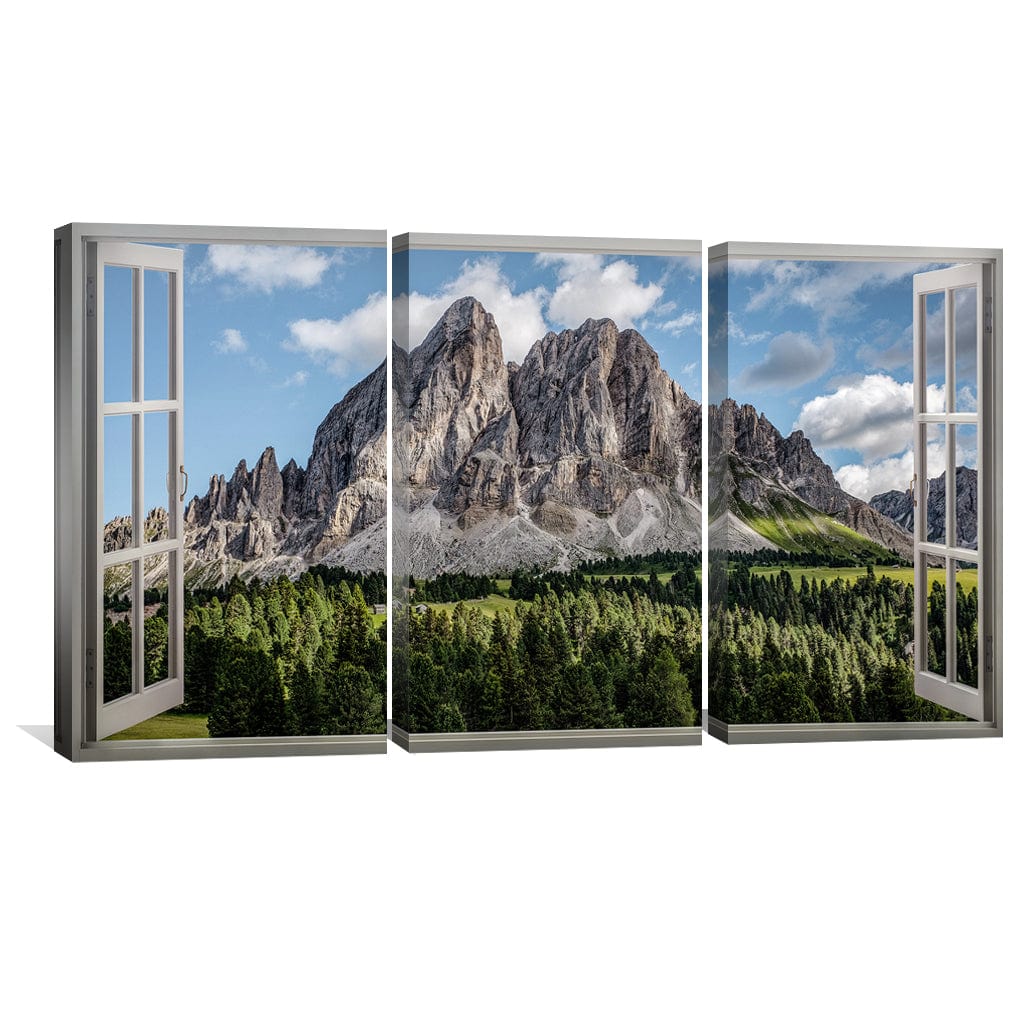 Window to Peitlerkofel Canvas Art Clock Canvas
