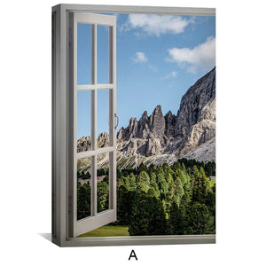 Window to Peitlerkofel Canvas Art Clock Canvas