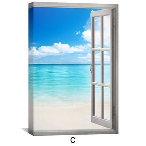 Window to the Beach Canvas Art Clock Canvas