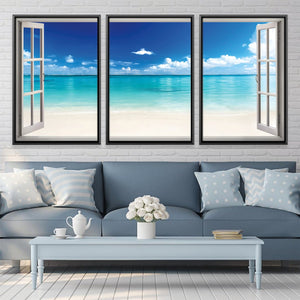 Window to the Beach Canvas Art Clock Canvas