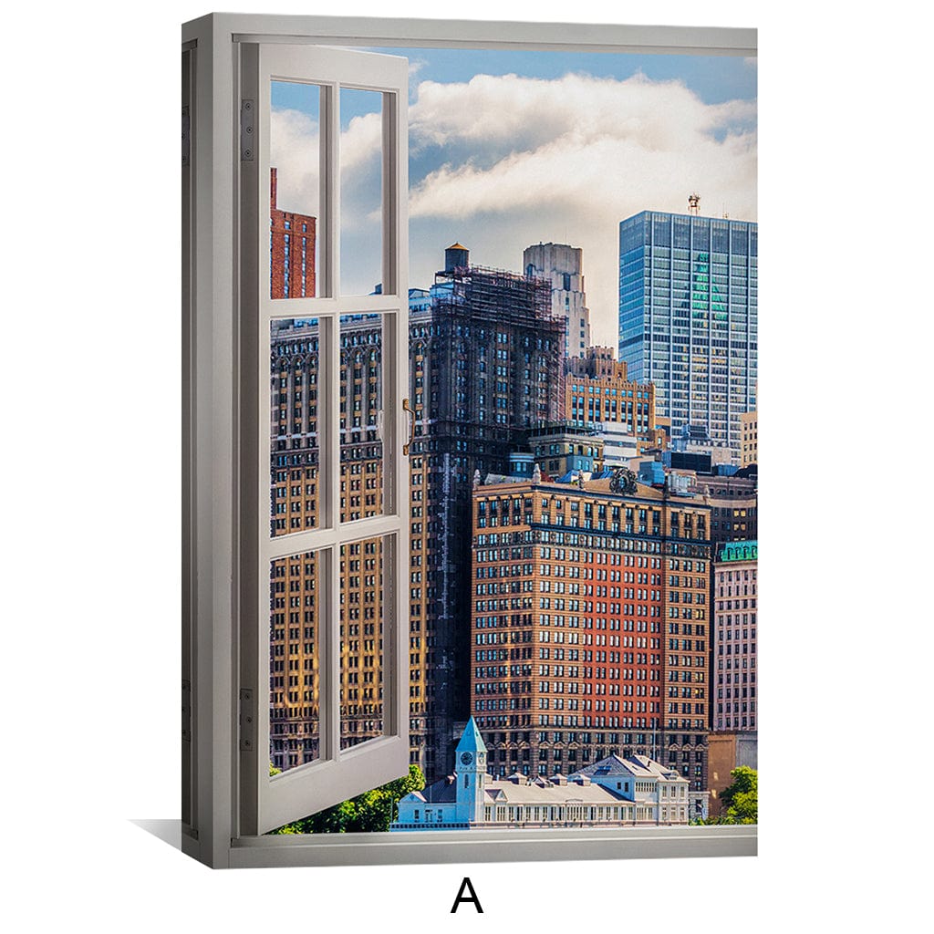 Window to the City Canvas Art Clock Canvas