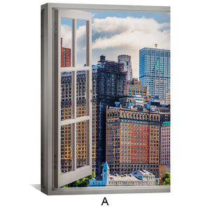 Window to the City Canvas Art Clock Canvas