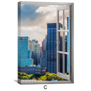 Window to the City Canvas Art Clock Canvas