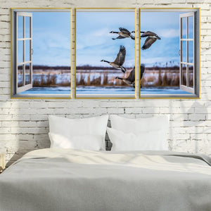 Window to the Geese Canvas Art Clock Canvas