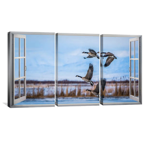 Window to the Geese Canvas Art Clock Canvas