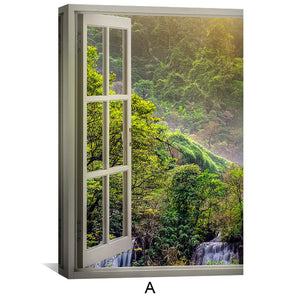 Window to the Waterfall Canvas Art Clock Canvas