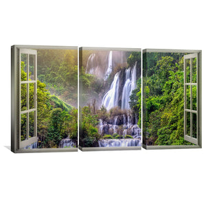Window to the Waterfall Canvas Art Clock Canvas