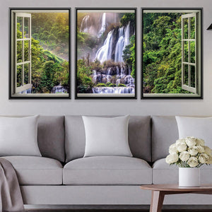 Window to the Waterfall Canvas Art Clock Canvas