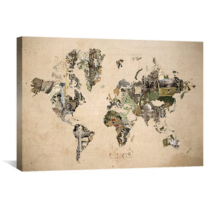 World Map of Monuments Canvas Art Clock Canvas