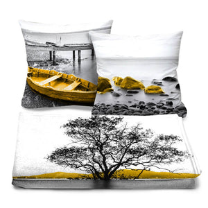 Yellow Splash Dream Home Bundle Bundle 2 Cushions & 1 Blanket Clock Canvas