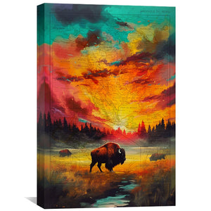 Yellowstone USA Canvas Art Clock Canvas