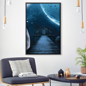 Space House Canvas Art 30 x 45cm / Unframed Canvas Print Clock Canvas