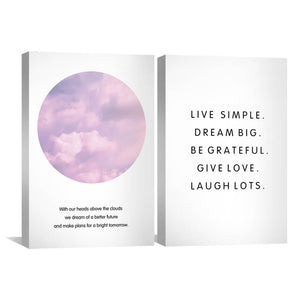 Above the Clouds Canvas Art Set of 2 / 40 x 60cm / Unframed Canvas Print Clock Canvas