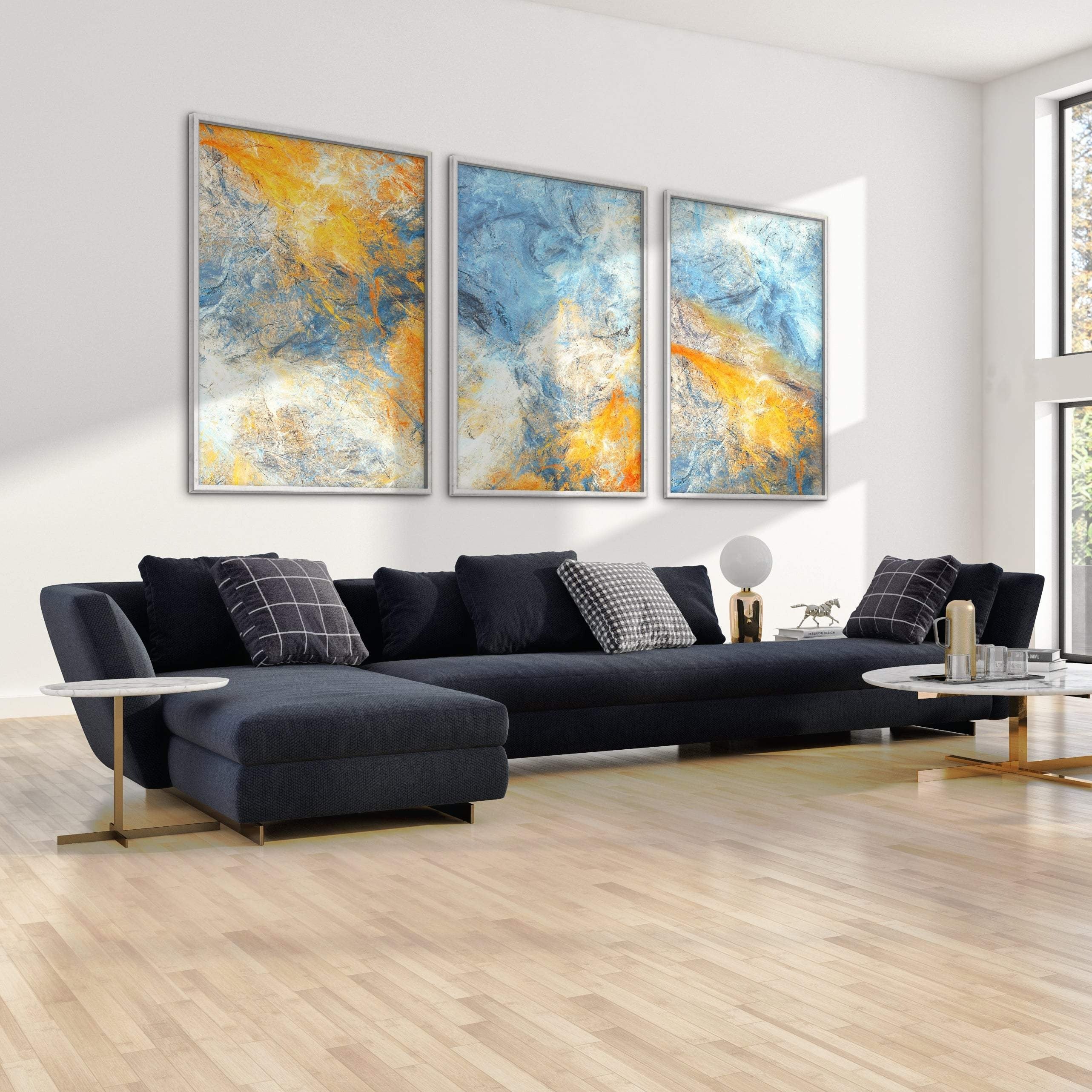 Abstract Blue Canvas Art Clock Canvas