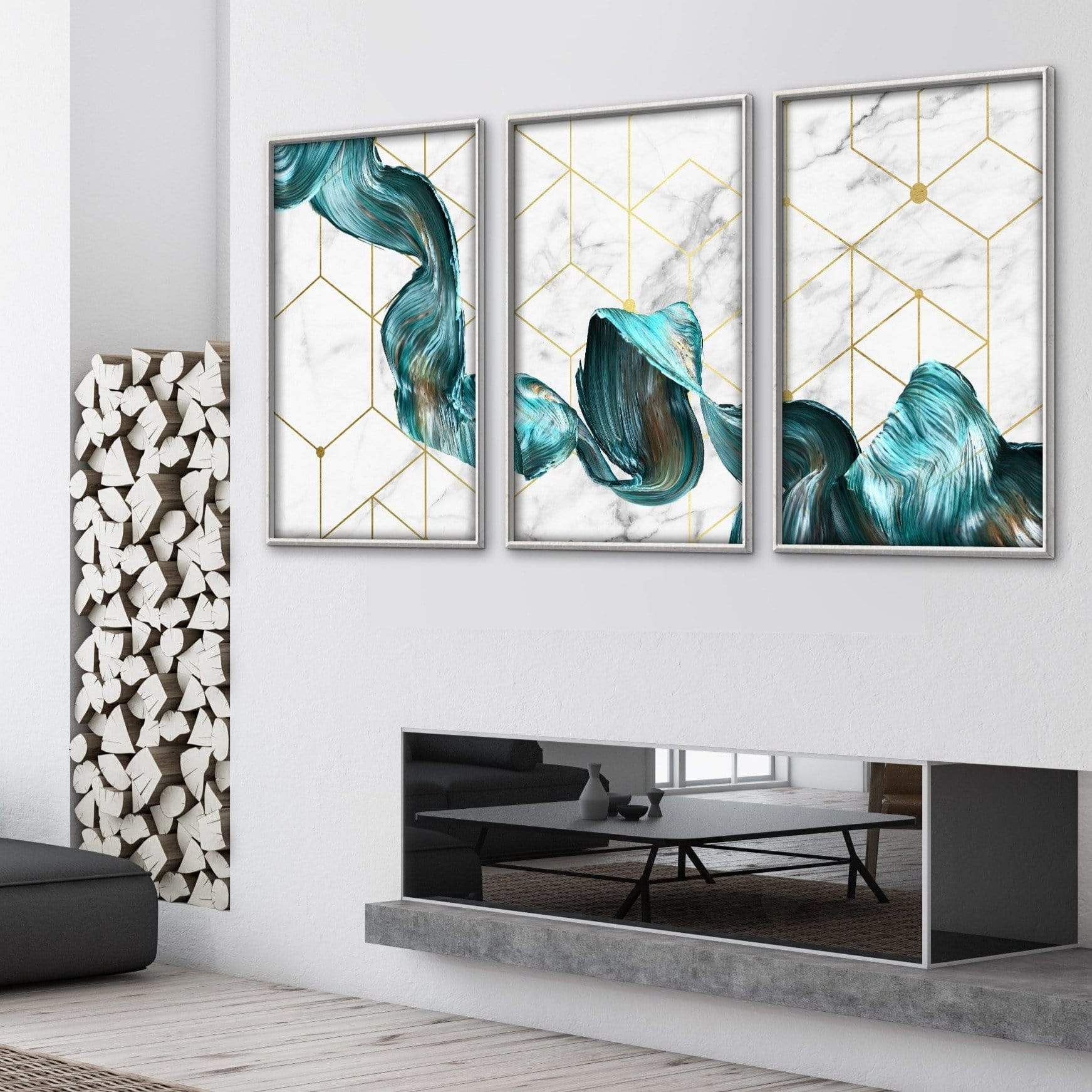 Abstract Geo Canvas Art Clock Canvas