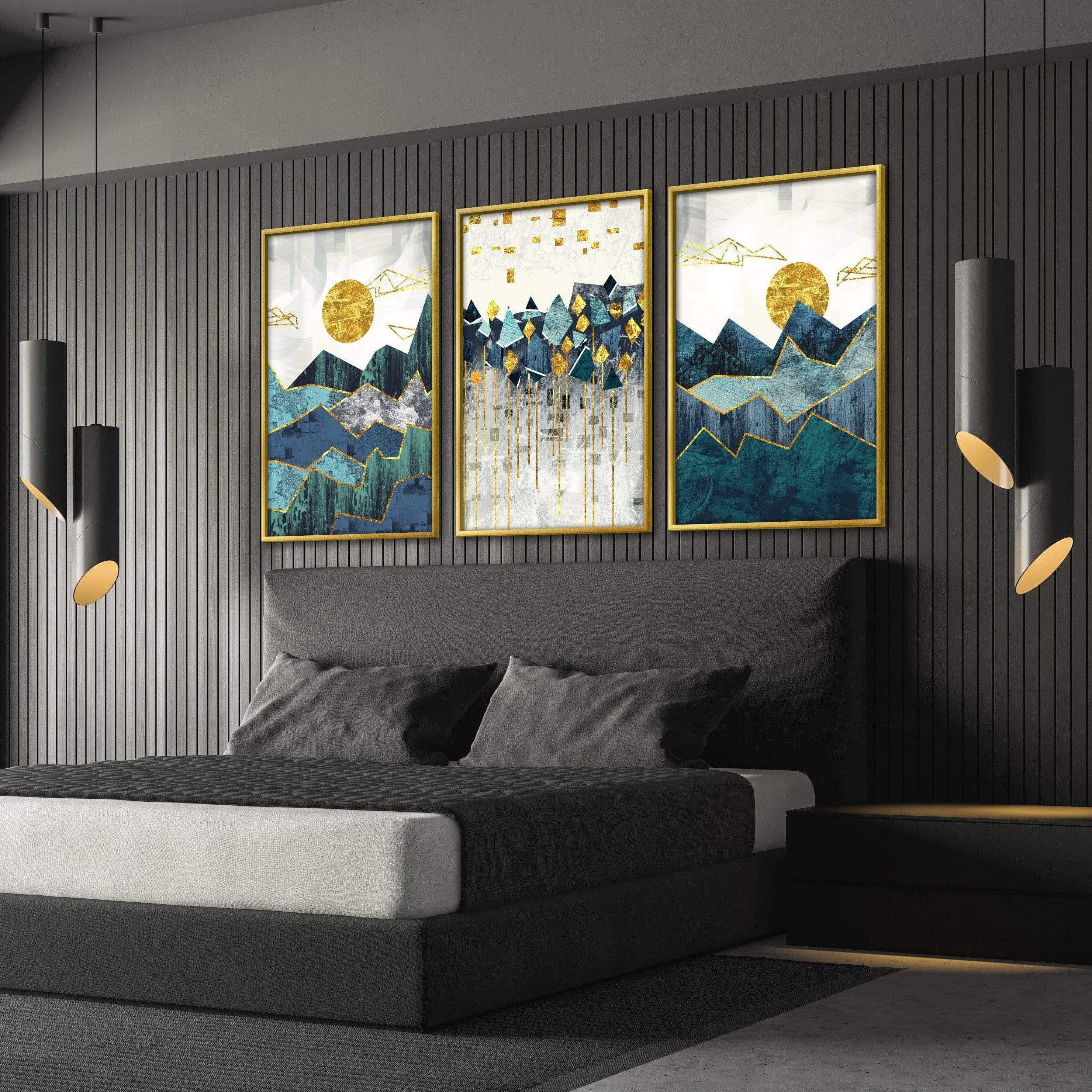 Abstract Mountain Canvas Art Clock Canvas
