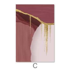 Abstract Rouge Canvas Art C / 40 x 50cm / Unframed Canvas Print Clock Canvas