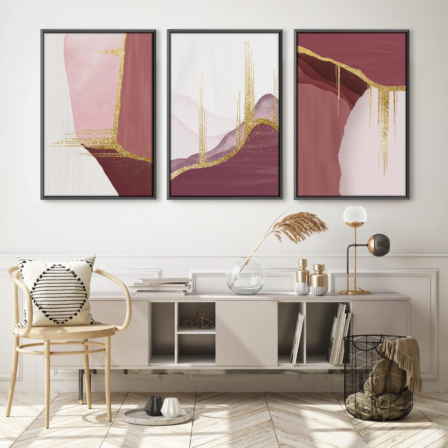 Abstract Rouge Canvas Art Clock Canvas