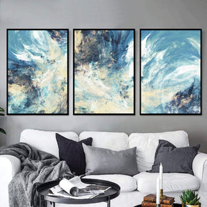 Abstract Skies Canvas Art Set of 3 / 40 x 60cm / Unframed Canvas Print Clock Canvas