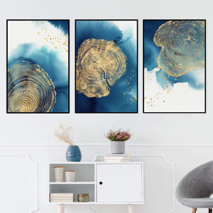 Abstract Stump Canvas Art Set of 3 / 40 x 60cm / Unframed Canvas Print Clock Canvas