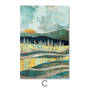 Abstract Sunsets Canvas Art C / 50 x 70cm / Unframed Canvas Print Clock Canvas