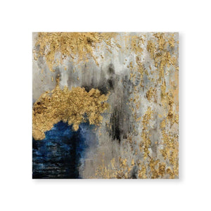 Abstract Waves of Gold Oil Painting Oil Clock Canvas